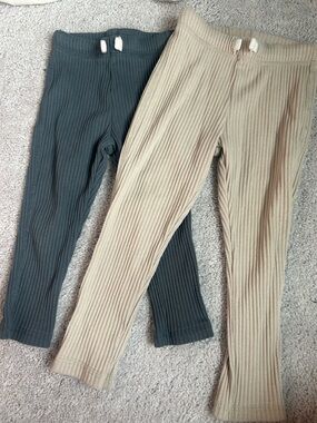 Zara Ribbed Leggings in Beige and Charcoal